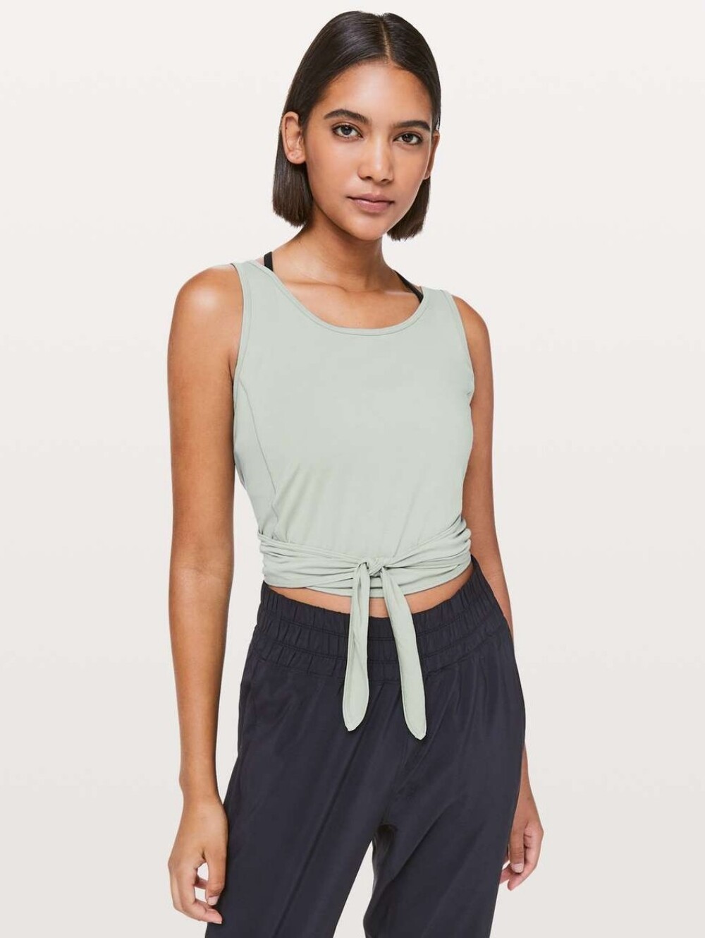 Lululemon It's a Tie Tank Top Jade Grey Crop Convertible Wrap Back Size 8